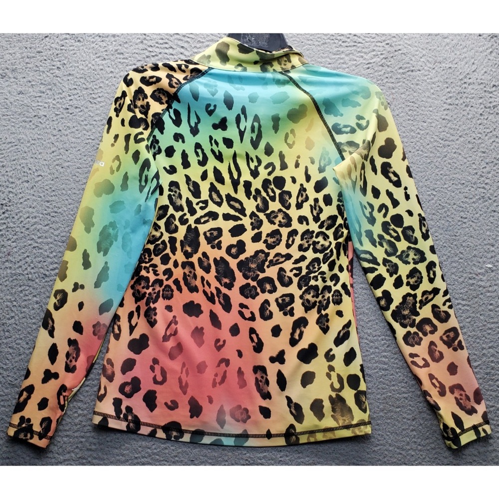 Skea 1/4 Zip Pullover Women Small Multi Leopard Ombre Ski Base Layer Long Sleeve
